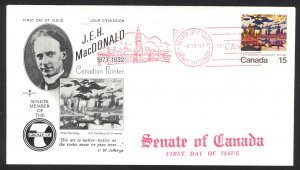 Canada Sc# 617 Senate (Rose Craft) FDC single (d) 1973 06.08 J.E.H. MacDonald