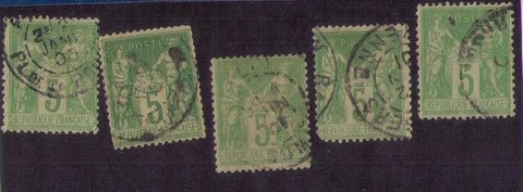 France SC 67 Type I (5 ea) Used F-VF