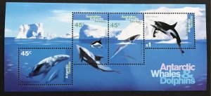 Australian Antarctic Territory  #L97a MNH ss, whales & dolphins, issued 1995