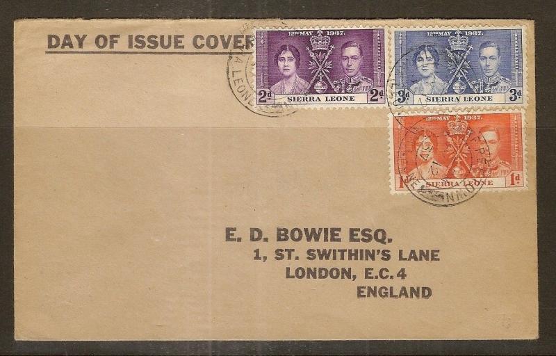 Sierra Leone 1937 Coronation FDC