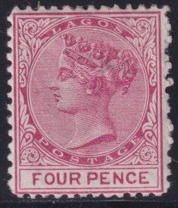 Sc# 4 British Lagos 1874 -75 QV Queen Victoria 4 pence Wmk 1 MLH CV $150.00