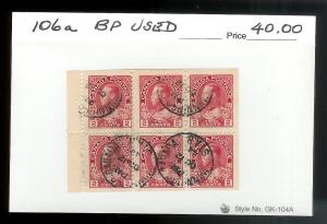 CANADA Sc#106a Booklet Pane USED