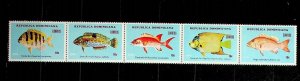 DOMINICAN REP. Sc 761a NH STRIP OF 1976 - SEA LIFE - (CT5)