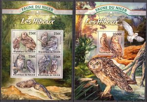 Niger 2013 Birds Owls Sheet + S/S MNH