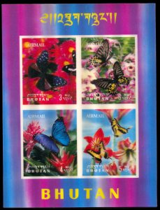 Bhutan 95Gi, MNH, Butterflies 3-D Printing souvenir sheet of 4