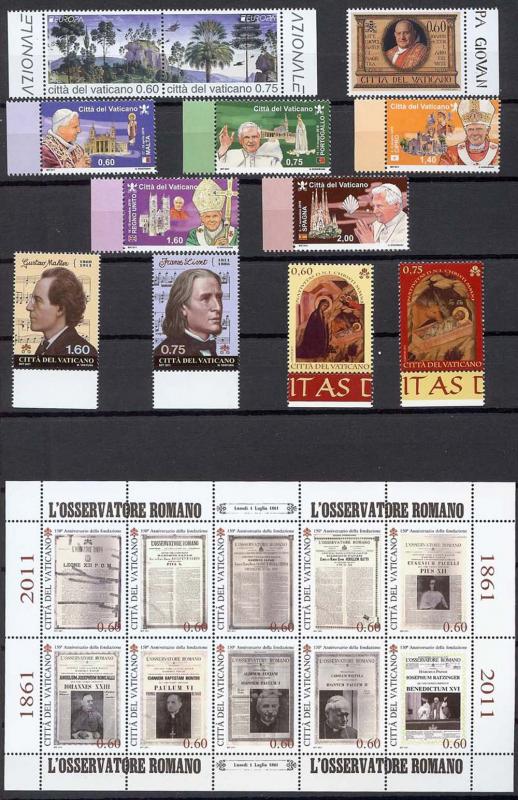 2011 Vatican City - Sc# 1462-1491 - Complete year set - MNH