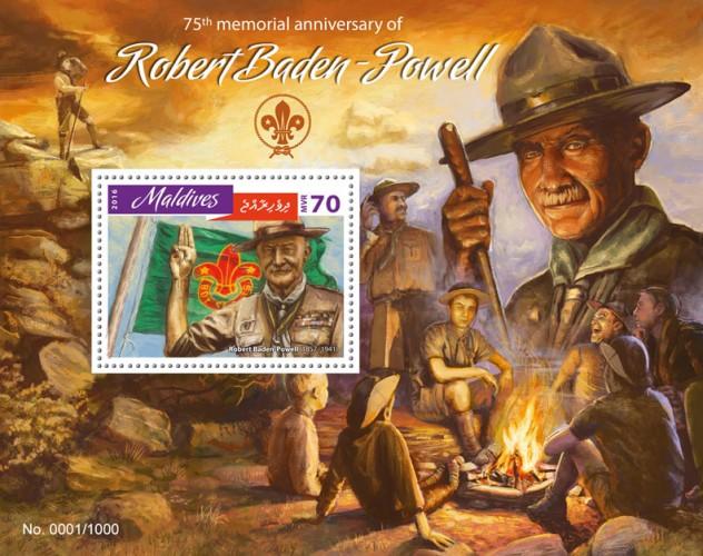 MALDIVES 2016 SHEET BADEN POWELL SCOUTS mld16407b