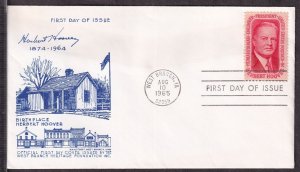 1965 Herbert Hoover Sc 1269 FDC with W. Branch Heritage Foundation cachet