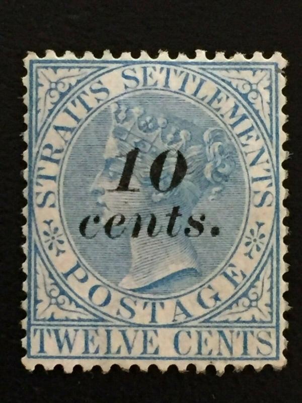 Malaya Straits Settlements 1881 QV 10c opt 12c MH SG#45 M1880A