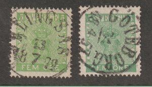 1857 Sweden Sverige Sc# 6 & 6a - Fem Ore, Crown . Used stamps Cv$270.00