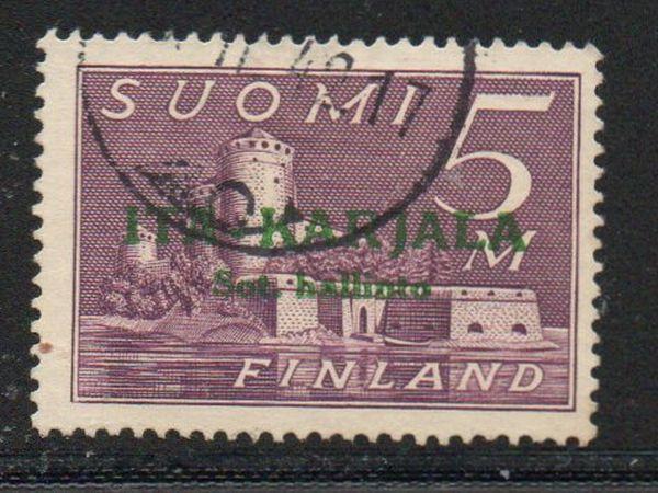 Finland Karelia Sc N13 1942 5m green overprint stamp used