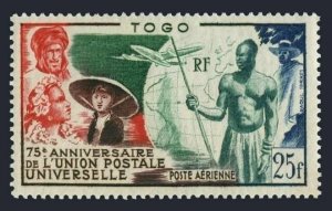 Togo C18,MNH.Michel 217. UPU-75,1949.French Colonials,Globe,Plane.