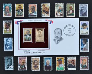 US Black Heritage Collection Black History 18 Used Singles + MLK 22K Gold Stamp