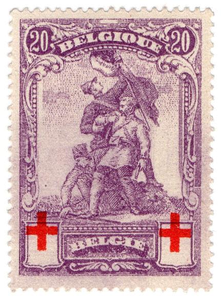 (I.B) Belgium Great War Cinderella : Red Cross Charity Stamp 20c