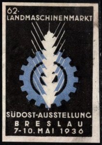 1936 Germany  Poster Stamp South-East Exhibition Agricultural Machinery Market