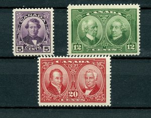 Canada #146-148 (CA804) Complete 1927 McGee, Laurier & Mac Donald, M, NH, F-VF
