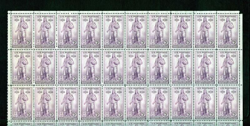 UNITED STATES SCOTT# 777  RHODE ISLAND  SHEET OF 50 MINT NH UNFOLDED