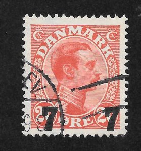 Denmark Scott 183 Used H - 1927 7o on 20o Surcharge - SCV $2.50