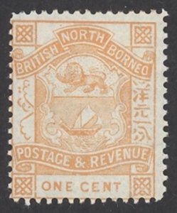 North Borneo Sc# 36 MH 1887-1892 1c Coat of Arms