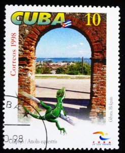 CUBA Sc# 3955   WORLD TOURISM DAY beaches reptile 10c   1998 used cto