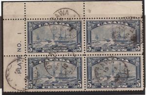 CANADA #204 USED PLATE BLOCK F/VF PLATE 1 UL