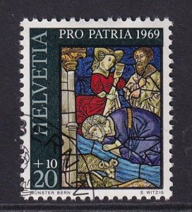 Switzerland  #B383  cancelled  1969 stained glass  20c