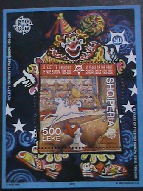 ​ALBANIA-2005 SC# 2763 EUROPA STAMPS 50TH ANNIVERSARY- CIRCUS MNH S/S SCV.$12