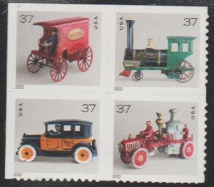 #3642-45, Blk4 E/T&L. Antique Toys MNH, '.37'