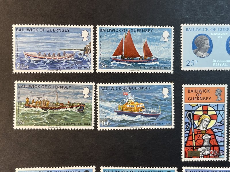 GUERNSEY # 81-94-MINT NEVER/HINGED--3 COMPLETE SETS & 1 SINGLES--1973-74
