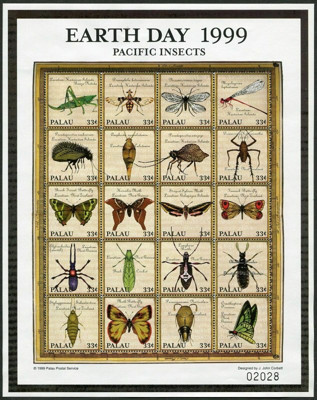 Palau 506 at sheet,MNH. Pacific Insects,1999.