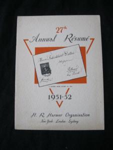 27th ANNUAL RESUME OF H R HARMER SEASON 1951-52