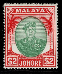 MALAYSIA - Johore GVI SG146, $2 green & scarlet, NH MINT. Cat £32. 