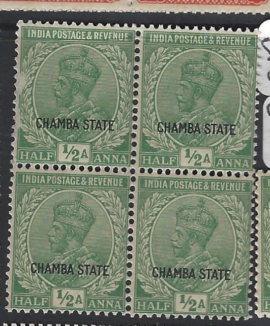 INDIA  CHAMBA  P1306B)  KGV   1/2A  SG 63  BL OF 4   MNH