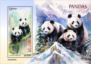 LIBERIA- 2023 - Pandas - Perf Souv Sheet - Mint Never Hinged