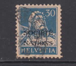 Switzerland Sc 2O17a used. 1930 30c deep blue on buff, League of Nations ovpt