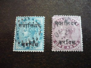 Stamps-Indian Convention State Gwalior-Scott#O1-O2 - Used Part Set of 2 Stamps