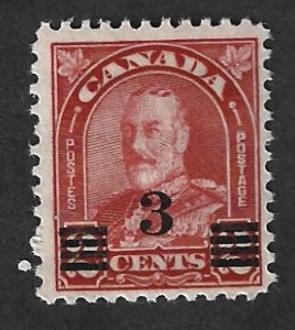 Canada Scott #191a Mint NH 3c on 2c Surcharge King George V  2018 CV $5.00