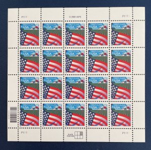 3448 FLAG OVER FARM Sheet of 20 US ND (34¢) Stamps MNH 2000