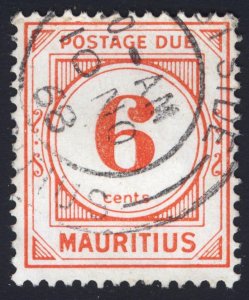 Mauritius 1966 6c Red-Orange PERF 13.5x14 Scott J10 VAR SG D10a VFU Cat $-