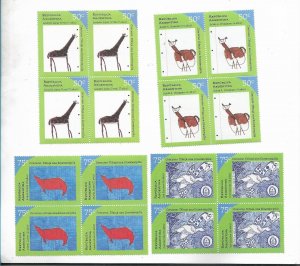 ARGENTINA 1997 DRAW AN ECOSTAMP CHILDREN SET OF 3 VALUES FAUNA MINT NH BLOCKS