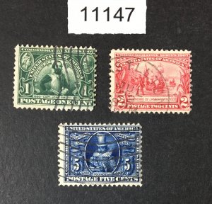 MOMEN: US STAMPS # 328-330 USED $39 LOT #11147