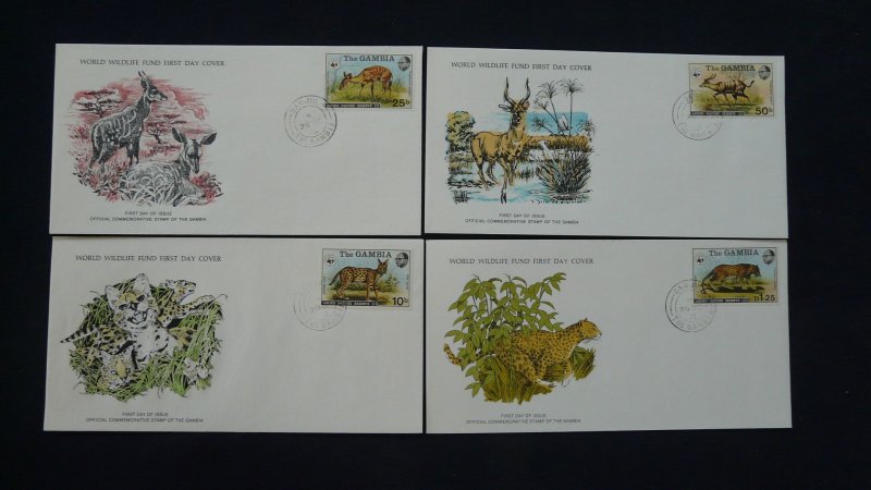 WWF animals fauna set of 4 FDC Gambia 1976 (-50% for 10 sets or more)