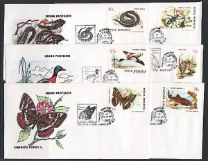 Romania, OCT/93. Butterflies on 6 cachet Envelopes.