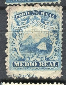 COSTA RICA; 1860s early classic issue used hinged Shade of 1/2r. value