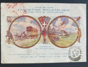 1931 Lyon France Early Aviation Picture Postcard Cover To Toulouse Philatelic Ex