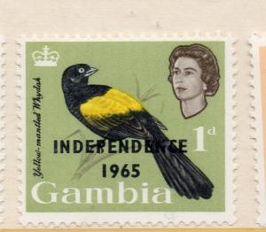 Gambia 1965 Independence Optd Early Issue Fine Mint Hinged 1d. 233084