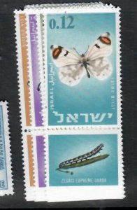 ISRAEL BUTTERFLIES SC 304-307 TAB SINGLES     MNH P0911H