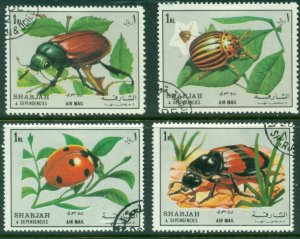 Sharjah 1972 Mi#1300-1303 Insects, Bugs & Beetles CTO