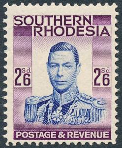 1937 Southern Rhodesia 2s6d Ultramarine & Purple SG51 MLH