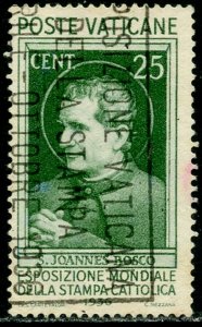 VATICAN Sc#49 1936 Catholic Press 25c St. John Bosco Used (cd)